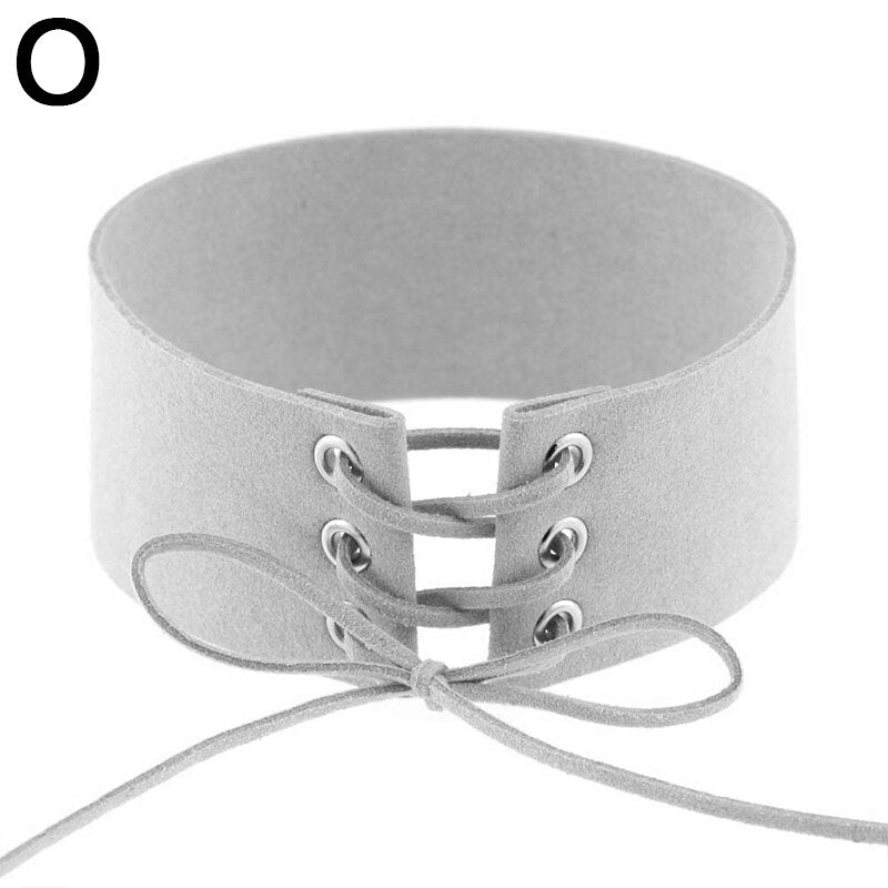Women Sexy Lace Up Anime Jewelry Velvet Leather Vintage Punk Gothic Choker Necklace for Women Girl Jewelry Gift Accessories