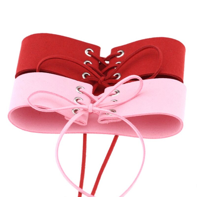 Women Sexy Lace Up Anime Jewelry Velvet Leather Vintage Punk Gothic Choker Necklace for Women Girl Jewelry Gift Accessories