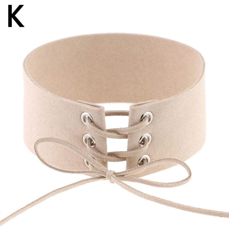 Women Sexy Lace Up Anime Jewelry Velvet Leather Vintage Punk Gothic Choker Necklace for Women Girl Jewelry Gift Accessories
