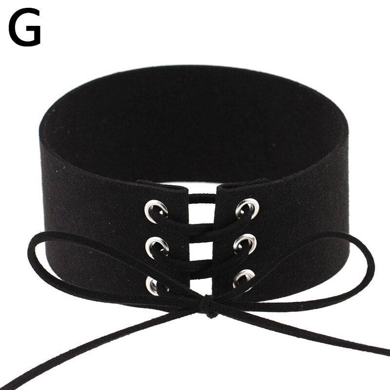 Women Sexy Lace Up Anime Jewelry Velvet Leather Vintage Punk Gothic Choker Necklace for Women Girl Jewelry Gift Accessories