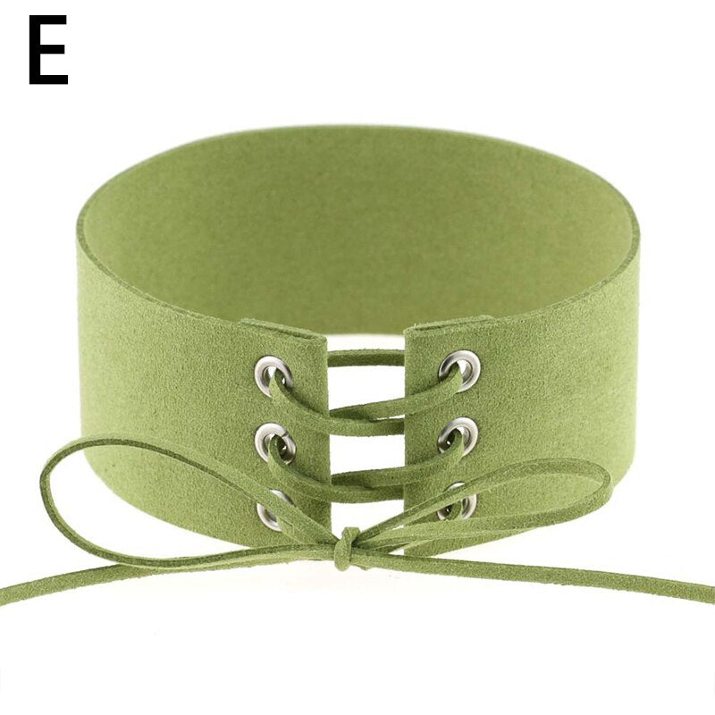 Women Sexy Lace Up Anime Jewelry Velvet Leather Vintage Punk Gothic Choker Necklace for Women Girl Jewelry Gift Accessories