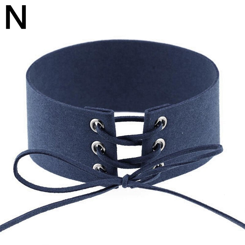 Women Sexy Lace Up Anime Jewelry Velvet Leather Vintage Punk Gothic Choker Necklace for Women Girl Jewelry Gift Accessories