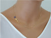 Women Sideways Gold Simple Cross Pendant Necklace Eyes Skinny Cross Celebrity Inspired Chain Necklace Bijoux Collar Jewelry