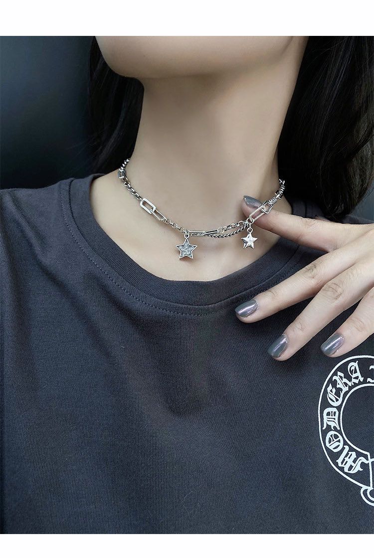 Women Star Necklace Female 100% Silver  Designer Chain 2021 Accessories New