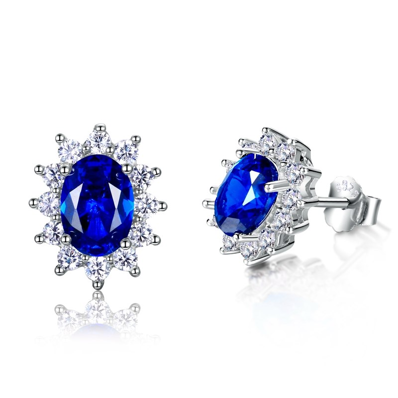 Women Stud Earrings With AAAAA Ro Blue Green Light Blue Spinel Zircon Oval 925 Sterling Silver Snowflake Earring Wholesale