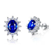 Women Stud Earrings With AAAAA Ro Blue Green Light Blue Spinel Zircon Oval 925 Sterling Silver Snowflake Earring Wholesale