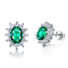 Women Stud Earrings With AAAAA Ro Blue Green Light Blue Spinel Zircon Oval 925 Sterling Silver Snowflake Earring Wholesale
