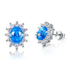 Women Stud Earrings With AAAAA Ro Blue Green Light Blue Spinel Zircon Oval 925 Sterling Silver Snowflake Earring Wholesale