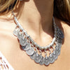Women Stylish Pretty Boho Ethnic Statement Bib Pendant Collar Choker Coin Necklace NOV99