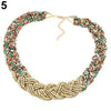 Women Summer Jewelry Knitting Bead Chain Golden Drop Short Fine Chokers Necklace