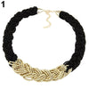 Women Summer Jewelry Knitting Bead Chain Golden Drop Short Fine Chokers Necklace