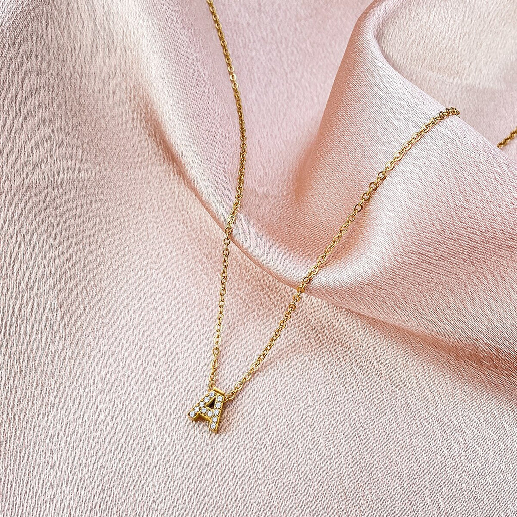 Women Tiny Letter A Necklace,Small Shiny Letter Girl Chain Choker,Gold Color Stainless Steel Layered Collar Jewelry 2022 Trend