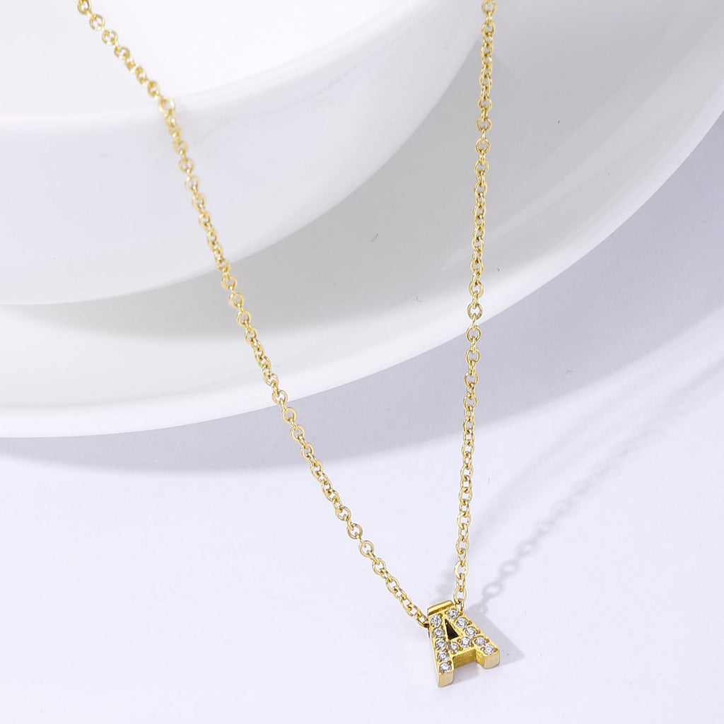Women Tiny Letter A Necklace,Small Shiny Letter Girl Chain Choker,Gold Color Stainless Steel Layered Collar Jewelry 2022 Trend