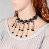 Women Vintage Lace Choker Necklace Black Water Drop Pendant Necklace For Women Ethnic Chain Jewelry Collier Femme