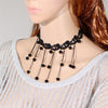 Women Vintage Lace Choker Necklace Black Water Drop Pendant Necklace For Women Ethnic Chain Jewelry Collier Femme
