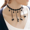 Women Vintage Lace Choker Necklace Black Water Drop Pendant Necklace For Women Ethnic Chain Jewelry Collier Femme