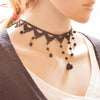 Women Vintage Lace Choker Necklace Black Water Drop Pendant Necklace For Women Ethnic Chain Jewelry Collier Femme