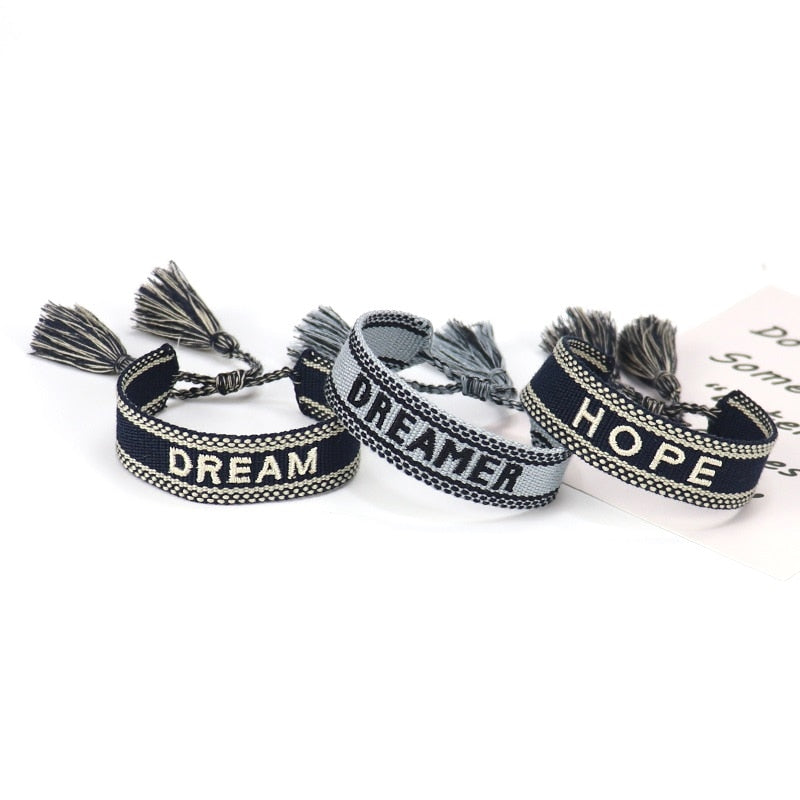 Women Woven Bracelet Handmade Friendship Bracelet Vintage Jewelry Gift with Adjustable Length and Tassels