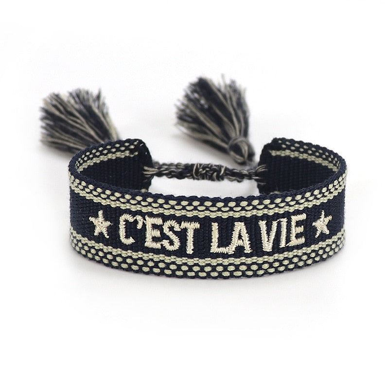 Women Woven Bracelet Handmade Friendship Bracelet Vintage Jewelry Gift with Adjustable Length and Tassels