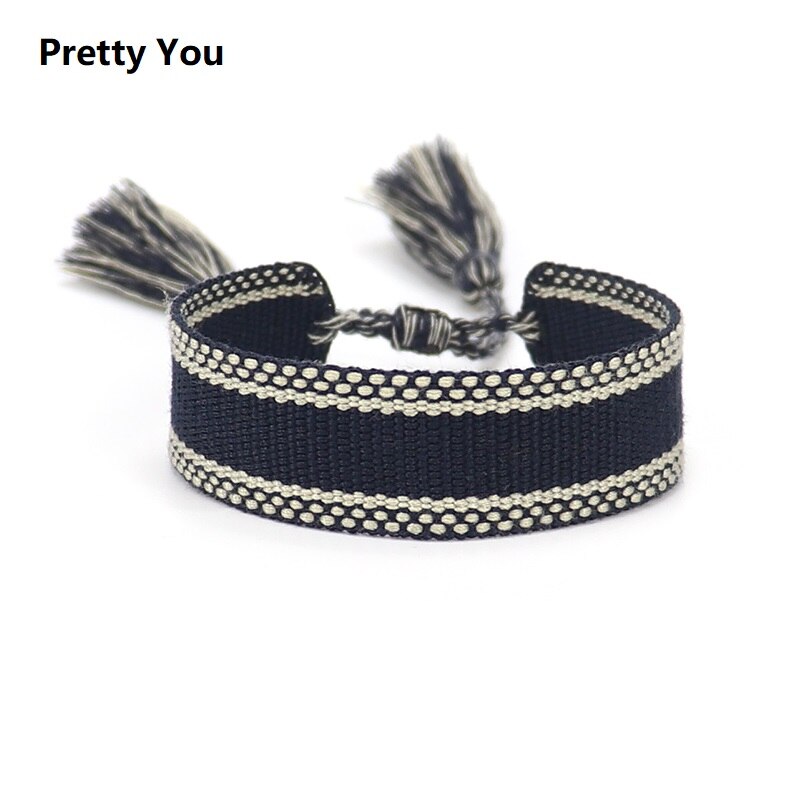 Women Woven Bracelet Handmade Friendship Bracelet Vintage Jewelry Gift with Adjustable Length and Tassels