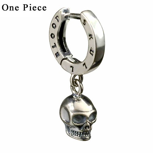 Women and Men Drop Earring 925 Sterling Silver Vintage Punk Skull Dangle Earring Male Female Christmas gift Fine Jewelry FE3