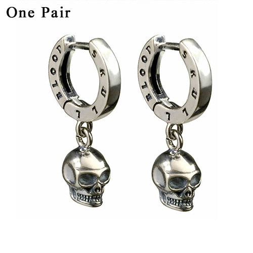 Women and Men Drop Earring 925 Sterling Silver Vintage Punk Skull Dangle Earring Male Female Christmas gift Fine Jewelry FE3
