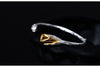 Women genuine jade bangles 925 sterling silver mosaic white jade gold color orchid design charms bangles for women jewelry gift