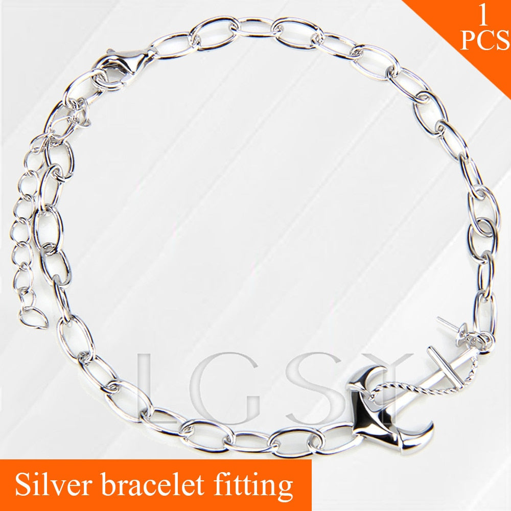 Women jewelry 925 sterling silver bracelet fitting Anchor lobster clasps charm bracelet accessory, for stick pearl on