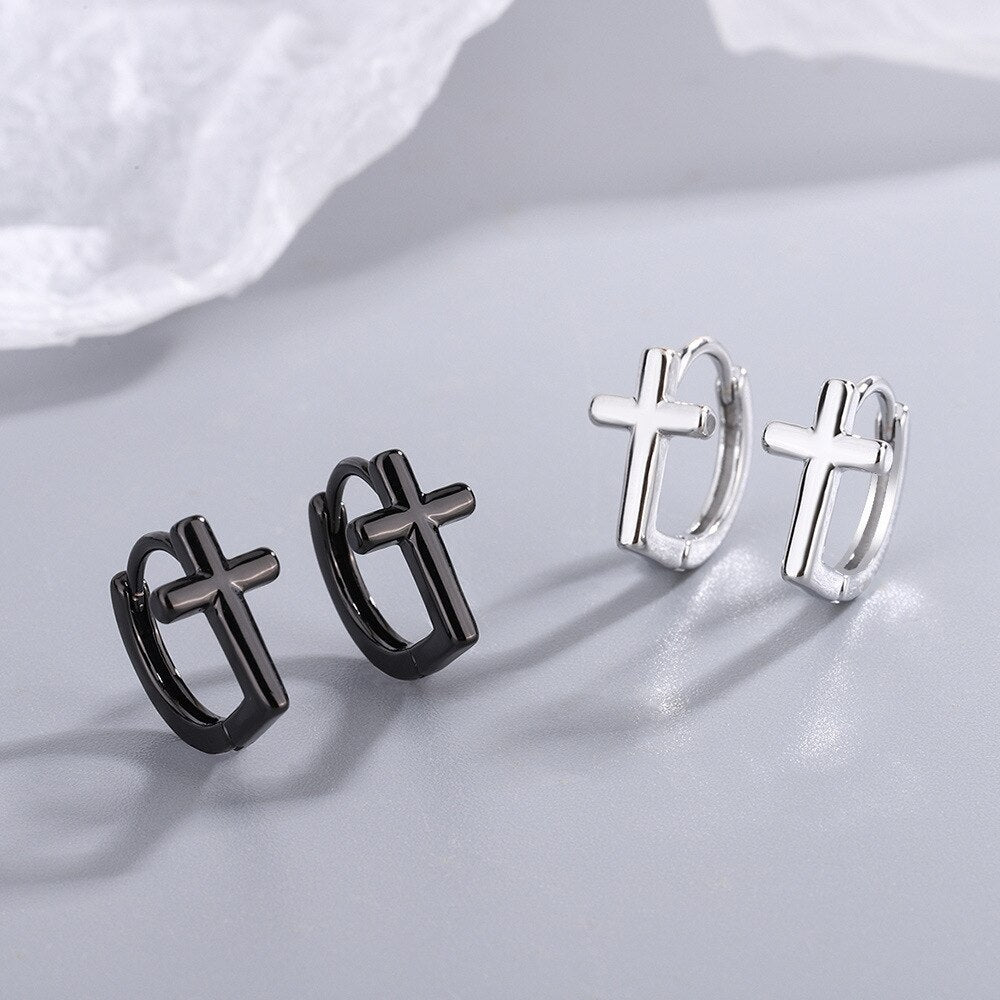 Women's 925 Stamp Silver Color Cross Ring Earrings Wedding Designer Earrings Vintage Korean  Fine Jewelry 2022