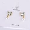 Women's 925 Stamp Silver Color Pearl Butterfly Stud Earrings Designer Earrings  Fine Jewelry Christmas GaaBou