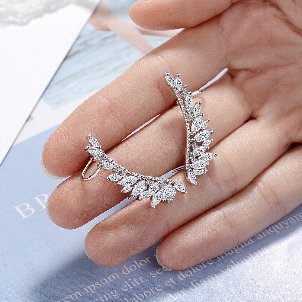 Women's Angel Wing stud earrings 925 Stamp Silver Color Love Zirconia earrings Vintage Wedding Jewelry Gift accessories