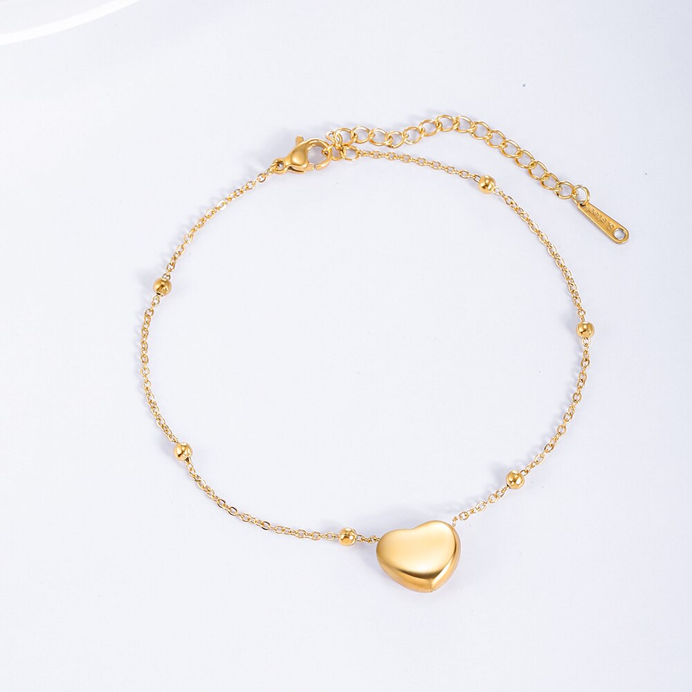 Women's Ankle Leg Bracelet Beach Jewelry Ladies Gold Color Stainless Steel Chain With Heart Pendant Anklets for Women