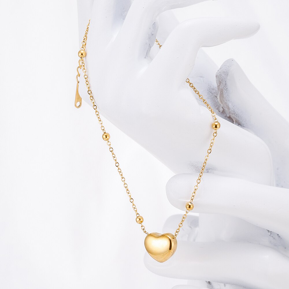 Women's Ankle Leg Bracelet Beach Jewelry Ladies Gold Color Stainless Steel Chain With Heart Pendant Anklets for Women