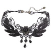 Women's Black Rose Teardrop Bead Pendant Lace Choker Lolita Collar Necklace