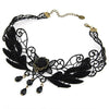 Women's Black Rose Teardrop Bead Pendant Lace Choker Lolita Collar Necklace
