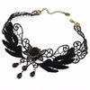 Women's Black Rose Teardrop Bead Pendant Lace Choker Lolita Collar Necklace