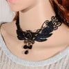 Women's Black Rose Teardrop Bead Pendant Lace Choker Lolita Collar Necklace