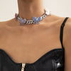 Women's Butterfly Cuban Chain Necklace Gold Silver Color Hip Hop Jewelry Necklace Bracelet Set