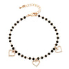Women's CZ Crystal Heart Charm Bracelets Bangle Jewelry Gift Gold Color Link Chain Black Beades Bracelet pulseras mujer