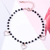 Women's CZ Crystal Heart Charm Bracelets Bangle Jewelry Gift Gold Color Link Chain Black Beades Bracelet pulseras mujer