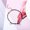 Women's CZ Crystal Heart Charm Bracelets Bangle Jewelry Gift Gold Color Link Chain Black Beades Bracelet pulseras mujer