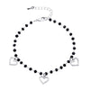 Women's CZ Crystal Heart Charm Bracelets Bangle Jewelry Gift Gold Color Link Chain Black Beades Bracelet pulseras mujer