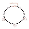 Women's CZ Crystal Heart Charm Bracelets Bangle Jewelry Gift Gold Color Link Chain Black Beades Bracelet pulseras mujer