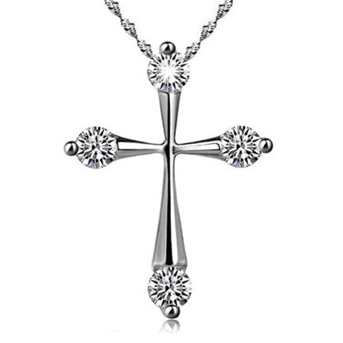 Women's Cross Zircon Copper Chain Pendant Necklace