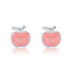 Women's Fashion Lovely Cute Red Enamel Apple Stud Earrings Female 925 Sterling Silver Earrings for Children Girls Jewelry Gift