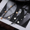 Women's Four Clover Chokers Neckalce Stainless Steel Pendant Black Beads Crystal Chain Necklaces Jewelry Elegant Collier femme