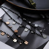 Women's Four Clover Chokers Neckalce Stainless Steel Pendant Black Beads Crystal Chain Necklaces Jewelry Elegant Collier femme