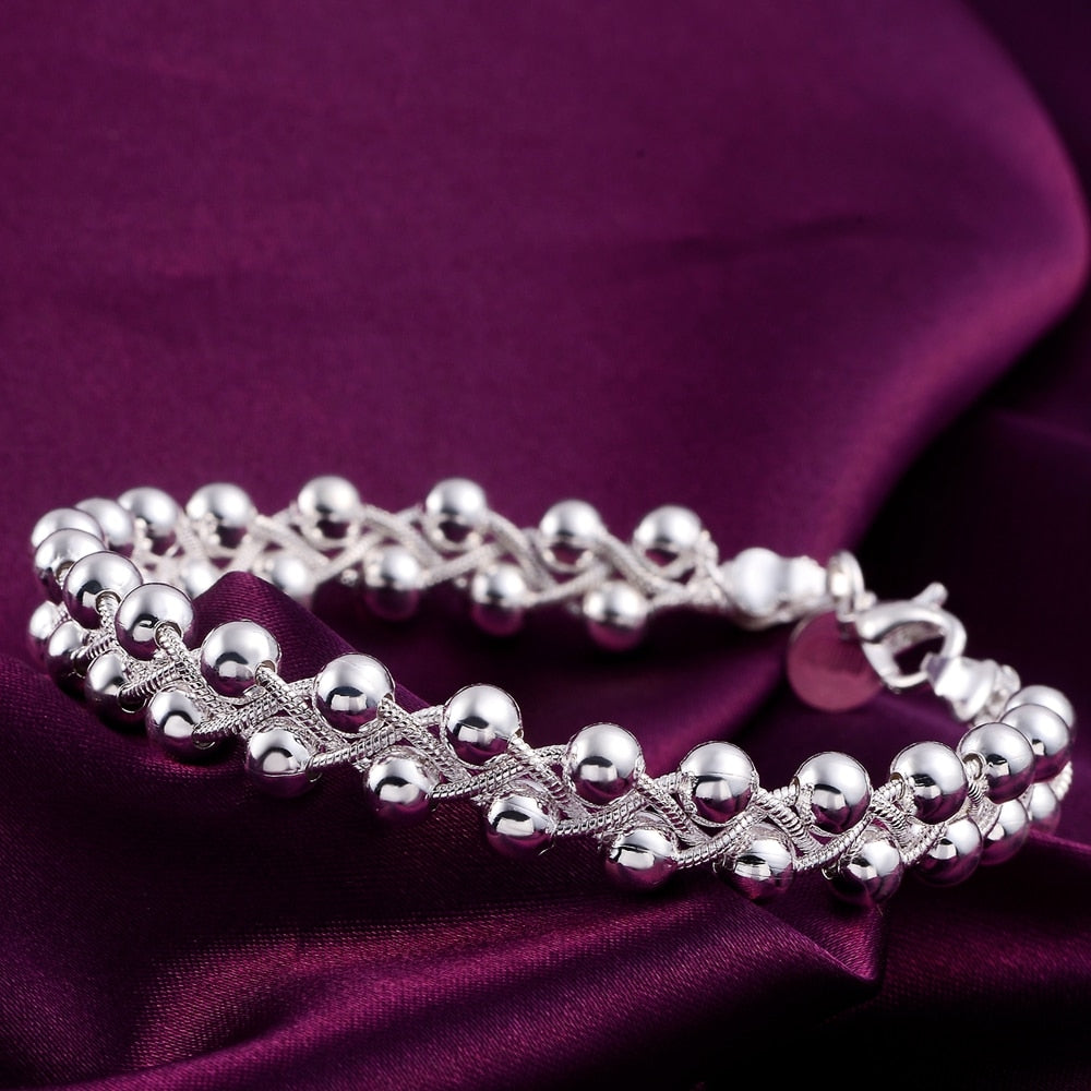 Women's Hand Bracelets Bead Bracelet 925 Stamp Chain Bangles Vintage Wedding Jewelry Gift Female Accessories GaaBou Christmas