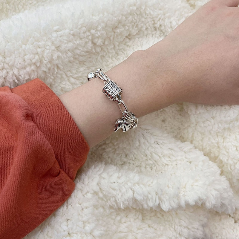 Women's Hand Bracelets Bead Elephant Hippie Charms Chains 925 Stamp Retro  Jewelry Accessories Christmas