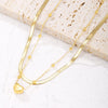 Women's Heart Pendants Necklaces 2 Layers Snake Chain Trend Jewelry 2022 Female Necklace Gold Metal Chain Necklace Gift